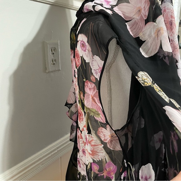 Giambattista Valli Frilled Cape Floral Silk Blouse Size XL - Picture 7 of 11